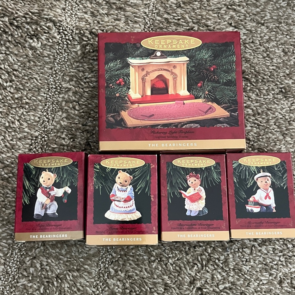 Full set of The Bearingers Hallmark Christmas Ornaments. NIB
